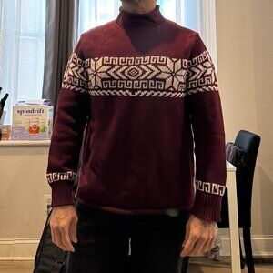 J. Crew Cotton Rollneck Sweater Mens Medium Burgundy Winter Holiday Christmas